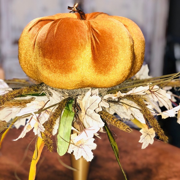 Gold Velvet Pumpkin Centerpiece, Fall Centerpiece, Home Decor - Picture 4 of 5